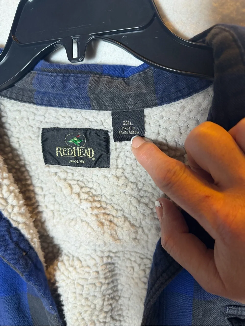 RedHead Men’s 2XL Sherpa Lined Flannel Shirt Jacket Blue Buffalo Plaid Shacket